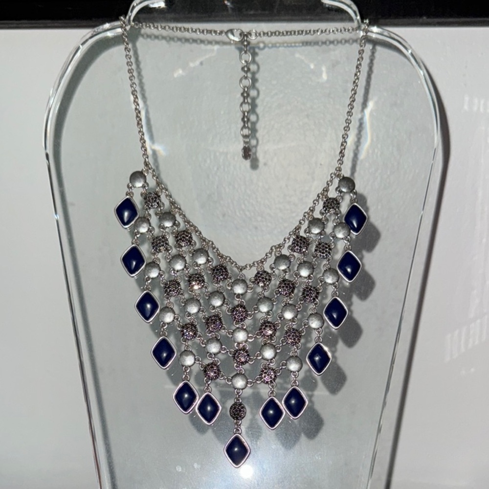 Lucky Brand Silver and Blue Cascading Necklace